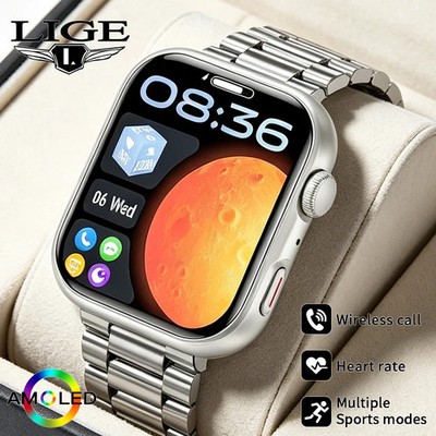 LIGE New 1.83 AMOLED Screen Sports Smart Watch For Men Built In 24 Hours Daily