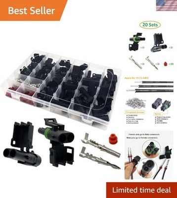 2 Pin Weather Pack Connector Kit - 20 Waterproof Electrical Connectors Included
