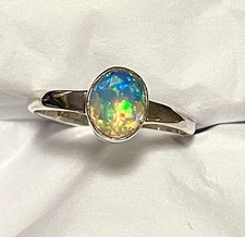 Lovely Natural Faceted Ethiopian Opal Ring 925 Sterling Silver Size 8
