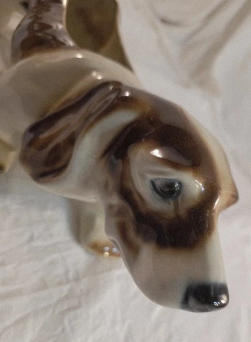 McCoy Pottery Large Basset Hound Dog Planter Succulent Pot USA Vintage 16" long