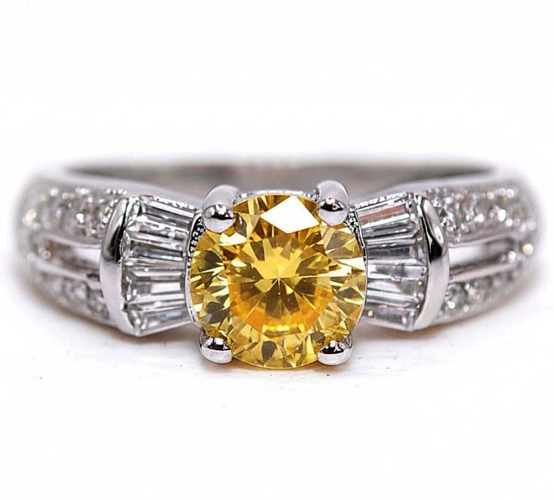 2CT Heat Treated Yellow Topaz 925 Genuine Sterling Silver Ring Sz 8 NF1-8
