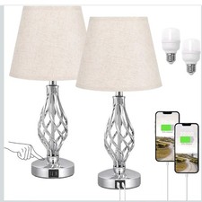 Aooshine Touch Table Lamps Set of 2, Bedside Lamp with USB-C USB-A Ports.