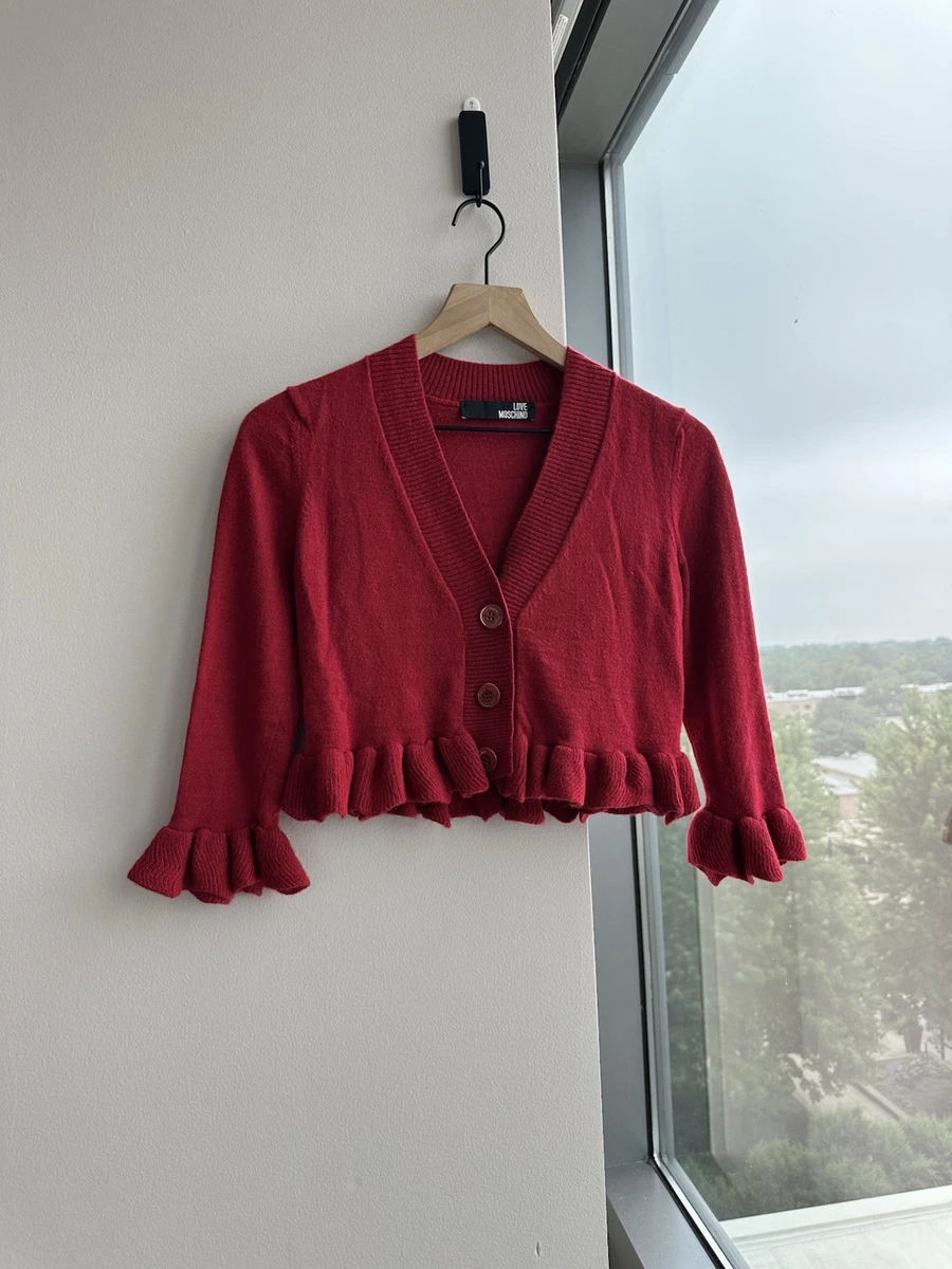 MOSCHINO - モスキーノ ウール 7分袖 ニット カーディガン USA8 赤系 MOSCHINO レディース Moschino Red Regular Size Sweaters for Women for sale | eBay