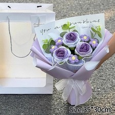 XL Knitted Flower Crochet Flower Bouquet Preserved Flower Valentine’s Gift Her