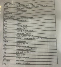 MIGDAS Kit Sensory Items Only (tub included)