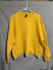 Russell Athletic Dri-Power Crewneck Sweatshirt Blank Yellow XL Adult Vintage