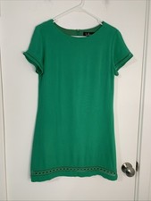Lulus Green Eyelet Lace Trim Mii Dress Sz Small Lined DateNight Career Travel