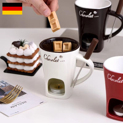Schokoladenfondue-Becher mit Gabel   Premium-Kaffeetasse für Dessert & Dip