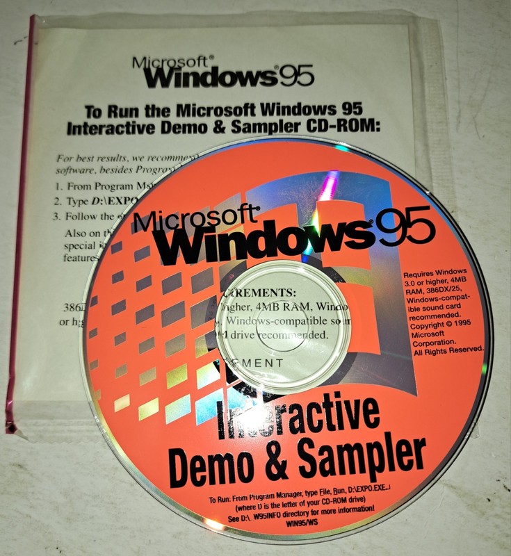 Microsoft Windows 95 Interactive Demo and Sampler CD Pre-owned 