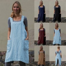 Oversize Cotton Linen Cross Back Apron Scarf-Style Apron for Cooking Baking