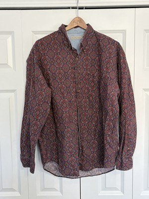 Bugle boy vintage men s button down shirt Long Sleeve Red Blue size Large