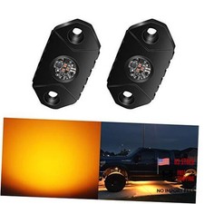 LED Rock Lights IP68 Waterproof Underbody Glow Trail Rig Lamp LED 2 Pods Amber