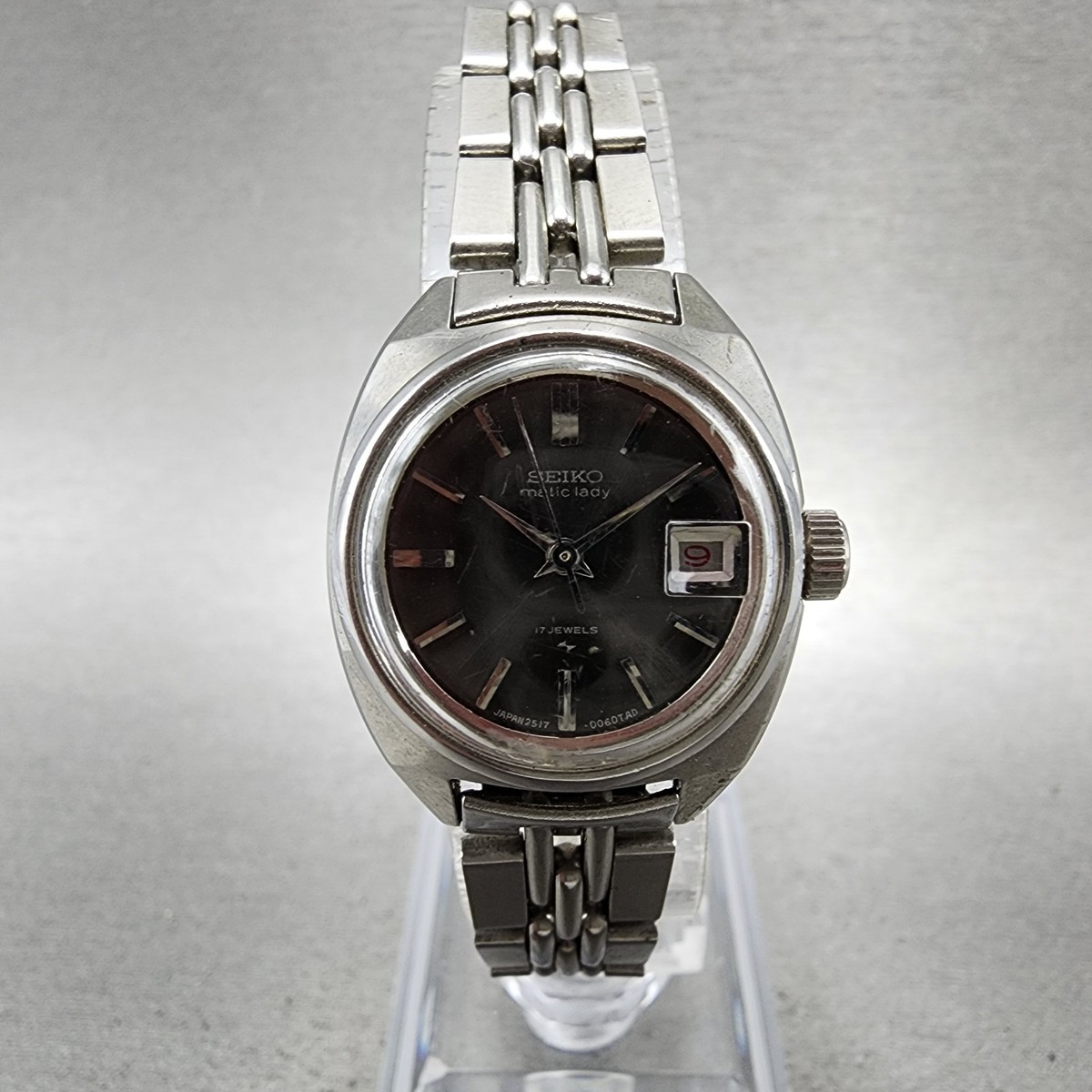Seiko Matic Lady Watch Women 23mm Gray Dial Silver Tone Automatic