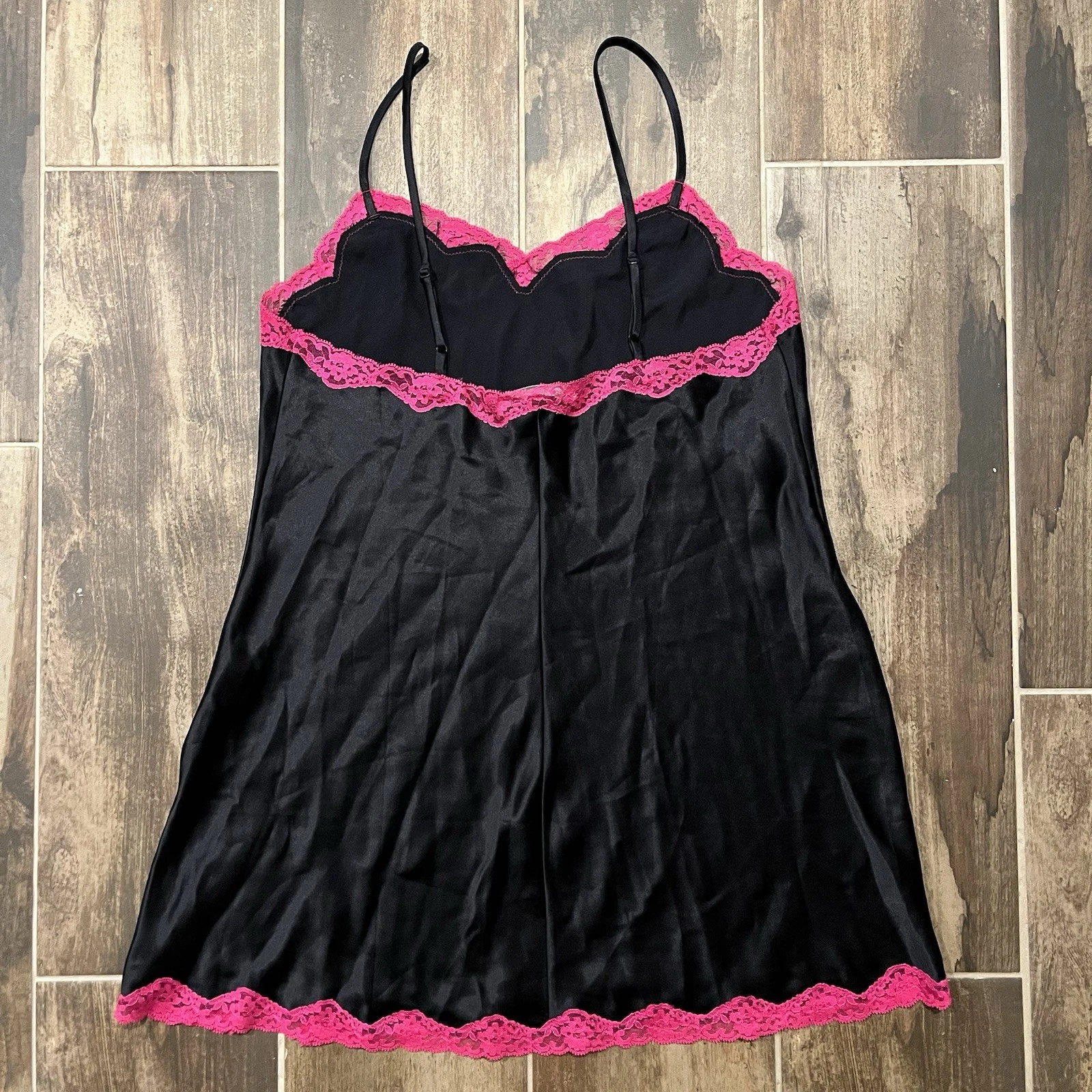 UNDERCOVER Mini lingerie vintage Victoria’s Secret abito slip donna M nero e rosa pizzo floreale
