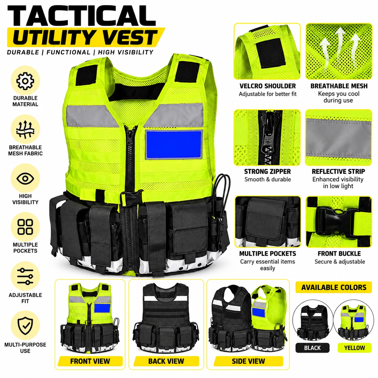 High Viz Tactical Security Vest, HiVis, CCTV, Dog Handler, Press, Event, Doorman image 6