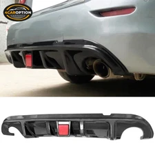 Fits 14-17 Infiniti Q50 Rear Diffuser Bumper Lip w/ LED Carbon Fiber Print