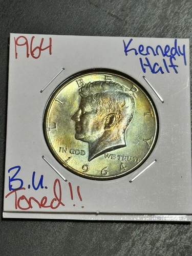 1964 Kennedy Half Dollar BU Uncirculated MS++ Stunning Toning Toned (Raw14331)