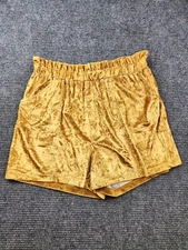 Rowdy Crowd Western Mini Shorts Sz 2XL Crushed Velvet Gold Mustard Yellow Pocket
