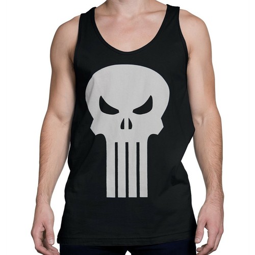 Punisher White Skull Tank Top Black | eBay