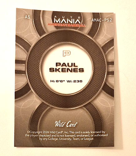 2024 Wild Card Auto Mania American Baseball Nat Promo #PS2 Paul Skenes Rc #29/50 - Picture 3 of 3