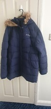 Ladies Just Hype Navy Blue Padded Zip Up Puffer Jacket Coat Uk Size 16