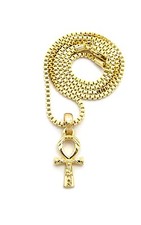 Egyptian Mini Size Breath of Life Ankh Pendant 18",20" Box Chain Necklace RC2140