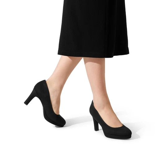 Women Slip On Pump Shoes Round Toe Low Heel Wedding Dress Platform Pump Shoes - Foto 8 di 17
