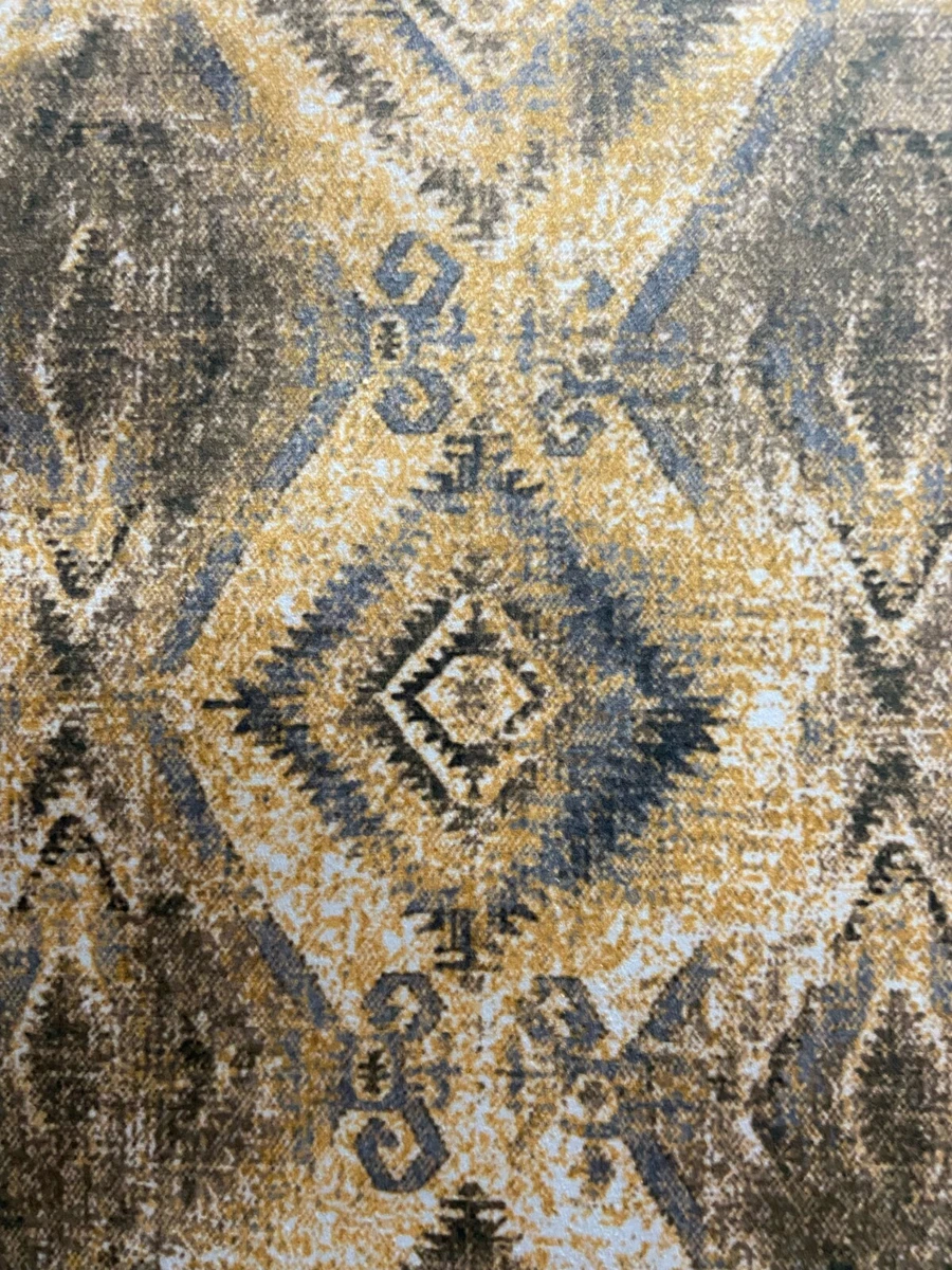 Aztec Design Velvet Fabric for Upholstery Chair Drape Craft Fabric By Yard Gold