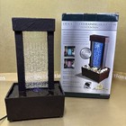 Tabletop Water Fountain Waterfall Cracked Glass Raining Light Show 10" Zen Calm