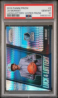 2019 PANINI PRIZM LUCK OF THE LOTTERY HYPER PRIZM #2 JA MORANT PSA