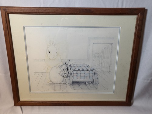 Sue Rupp Signed Print 237/650 1988 Angel Hare 19 1/2 x 15 1/2"