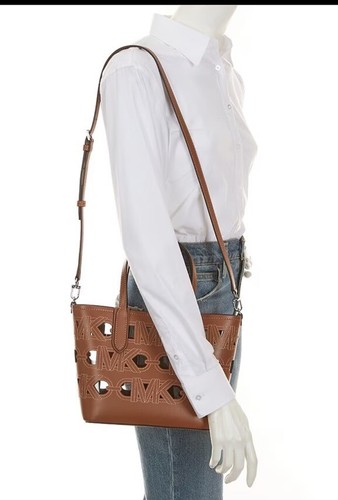 MICHAEL KORS Eliza Small E/W Open Crossbody Tote Bag Luggage Leather Brand New - Picture 4 of 5