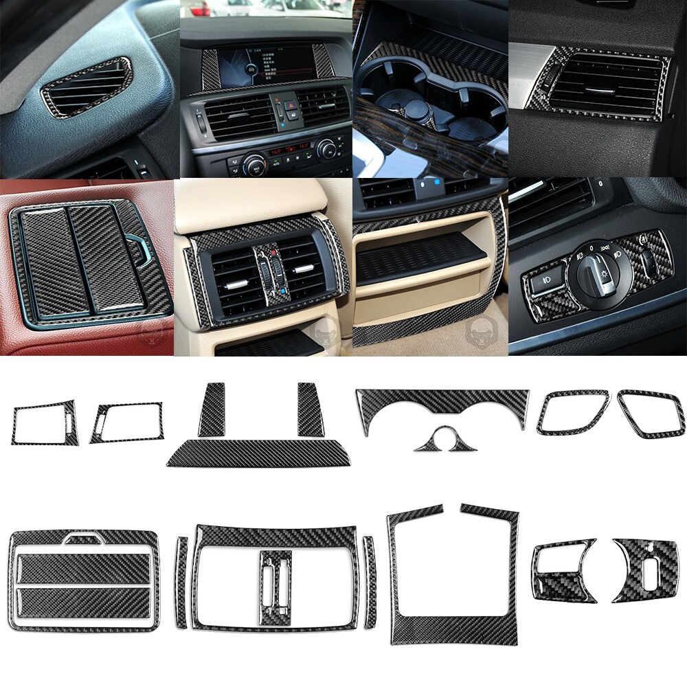 21Pcs Real Carbon Fiber Interior Full Cover Kit Trim For BMW X3 X4 F25 F26 11-17