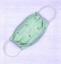 Cotton Face Mask With Filter Pockets Washable Handmade Daisy Pastel Green Floral