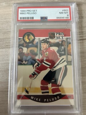 1990-91 Pro Set #601 Mike Peluso RC Enforcer PSA 8 Rookie