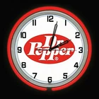 19" Dr Pepper Vintage Logo Sign Red Double Neon Clock  Mancave Bar Garage