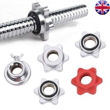 Gym Spin Lock Screw Check Nut Barbell Bar Clips Dumbbell Spinlock Collars UK NEW