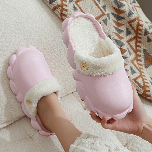Unisex Warm House Slippers Closed Toe Plush Lined Clog Men Home Slip On Comfort - Picture 5 of 15