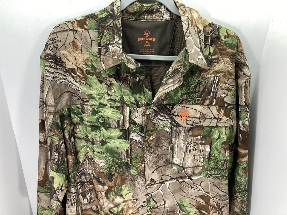 Game Winner Real Tree Camouflage Performance Shirt Men Medium Long Sleeve Button - Image 2 of 4