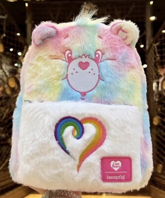 Care Bears Pastel Rainbow Fuzzy Mini Backpack NWT NWT Loungefly Care Bears Pastel Rainbow Fuzzy Mini Backpack  main image 3