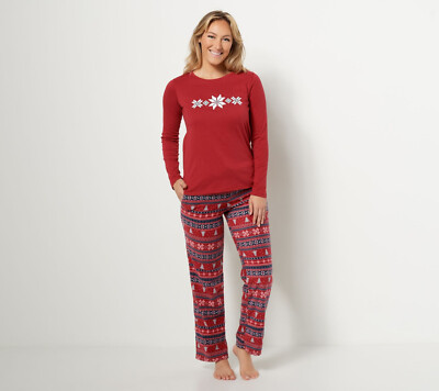 NEW Cuddl Duds M Jersey MicroFleece Women's Pajama Set