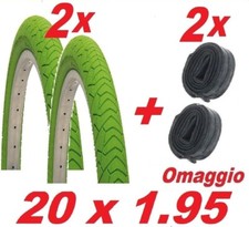 2 Copertoni + 2 Camere d'Aria Bicicletta BMX Misura 20 x 1.95 / Colore Verde