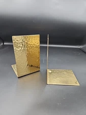 Vintage Brass Hammered Bookends Western Germany Handarbeit MCM