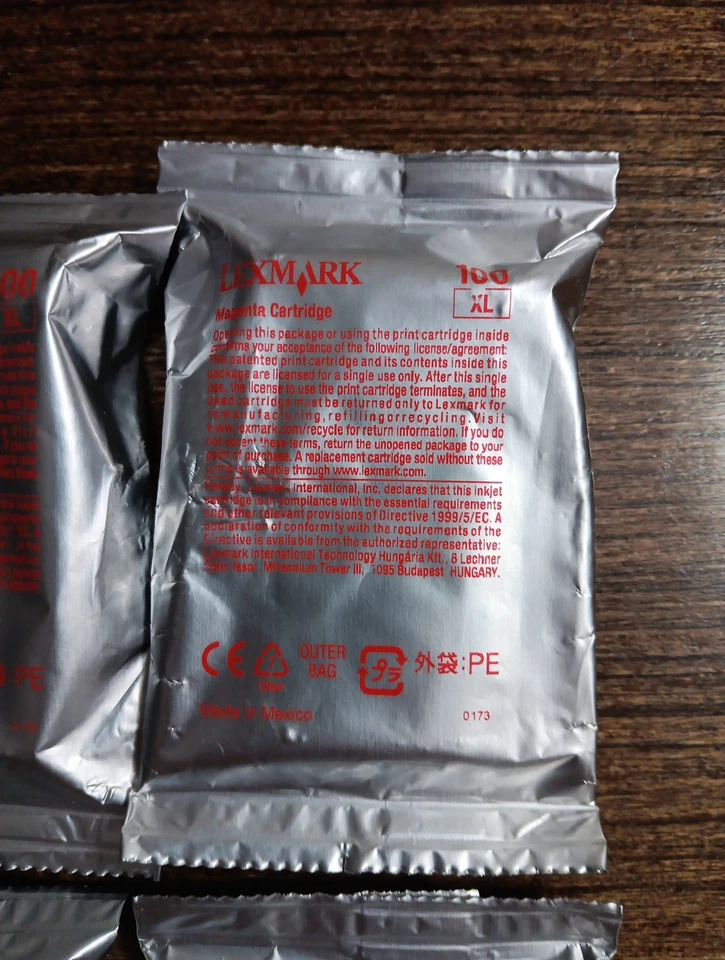 Lexmark 100 Ink Cartridge ** 2 RED, 2 YELLOW, 1 BLUE** - Image 2 of 4