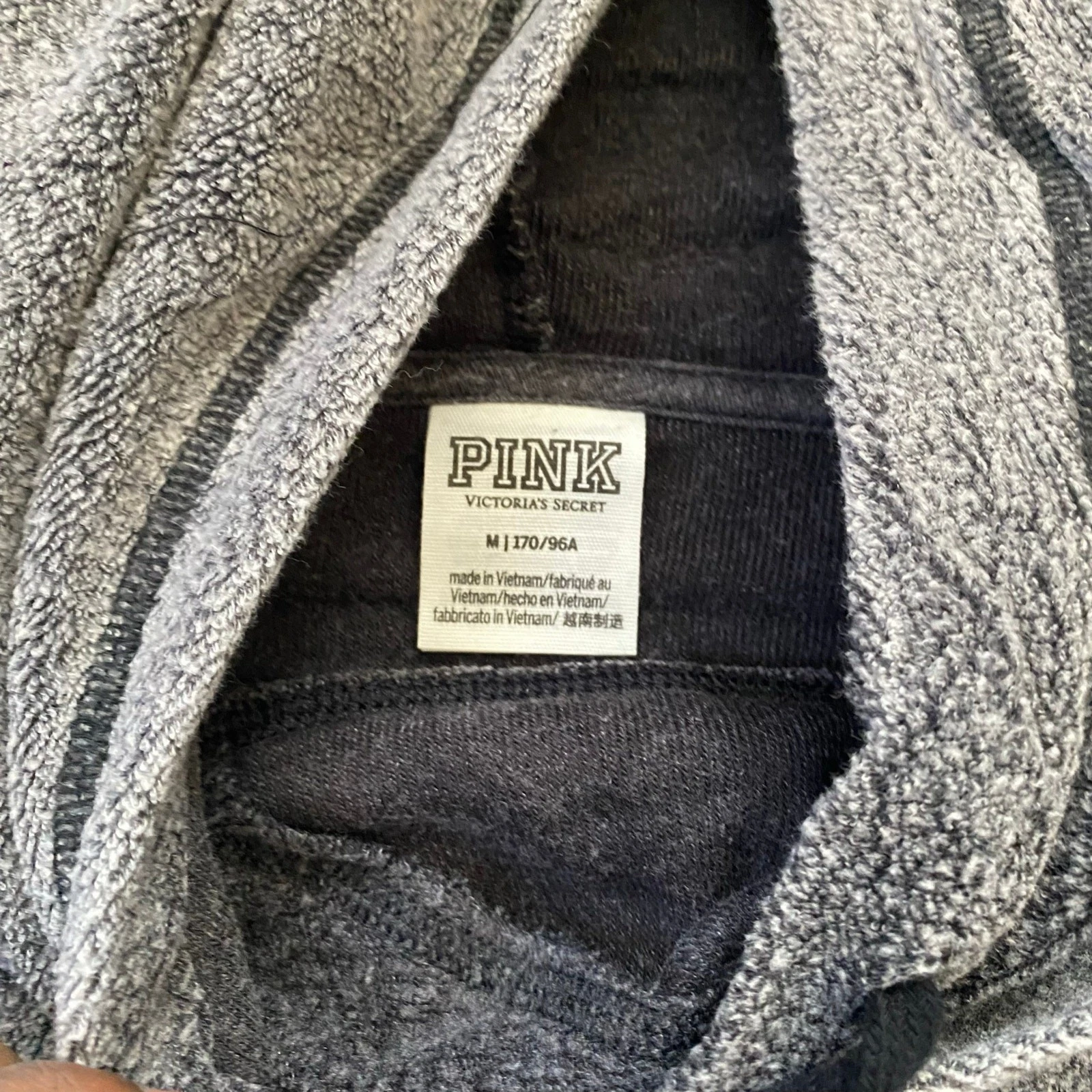 UNDERCOVER Felpa con cappuccio VS Victoria Secret LOVE PINK Fuzzy donna grigia spessa M