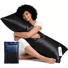 Satin Body Pillow Cover, Soft and Breathable Body Pillow Case with Envelope C...