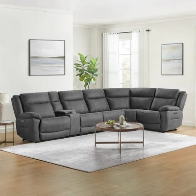 Gilman Creek 6-Piece Fabric Power Reclining Sectional w/ Power Headrests & USB