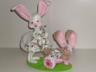 ANNALEE NEW SPRINGTIME STROLL BUNNIES w/ Cart 6x6 Whimsical Smiles!