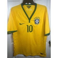 Nike Brazil 2014 World Cup Neymar Jr 10 Authentic Dri-Fit Soccer Jersey Mens L