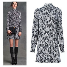 🆓US🛃 FW2015 Dolce&Gabbana paisley floral printed cady black Dress IT 40